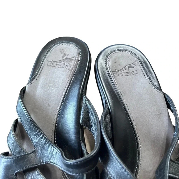 Dansko Slip on Strappy Sandals Size 39 black leather - Picture 8 of 12